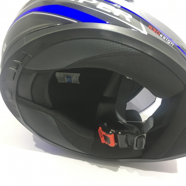 Viper Full Face Pinlock Twin Visor Motorcycle Race Helmet Black Blue Size Large