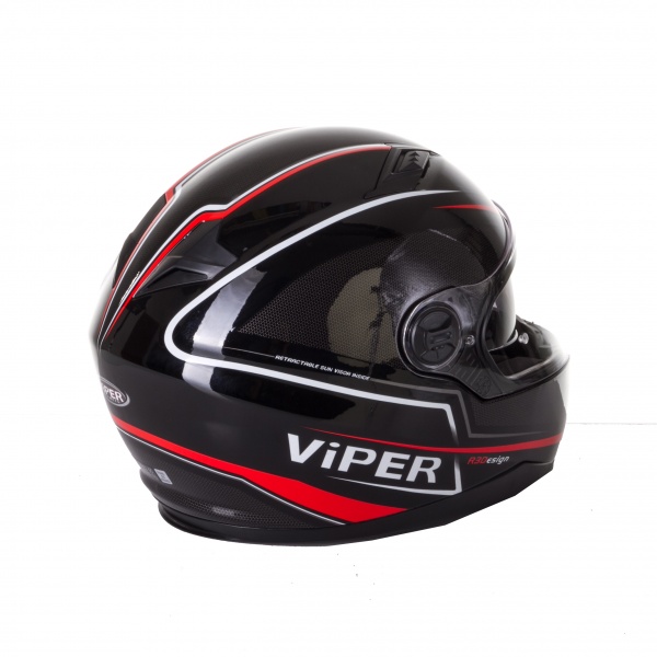 Viper Full Face Pinlock Twin Visor Motorcycle Race Helmet Black Red Size Large